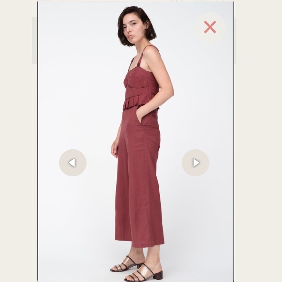 Sea New York O’Keefe Corset Ruffle Wide Leg Cropped Jumpsuit Burnt Orange 10 - Picture 11 of 13